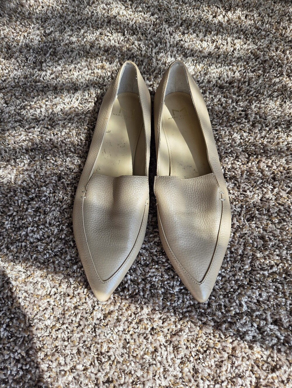 Marc Fisher- Pointed-Toe Leather Flats in Beige - Women’s Casual Loafers